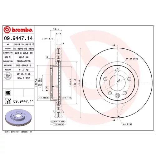 Brzdový kotúč BREMBO 09.9447.11