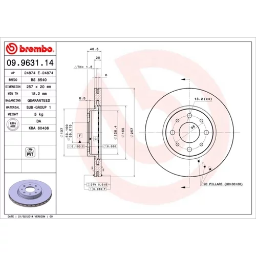 Brzdový kotúč 09.9631.14 /BREMBO/