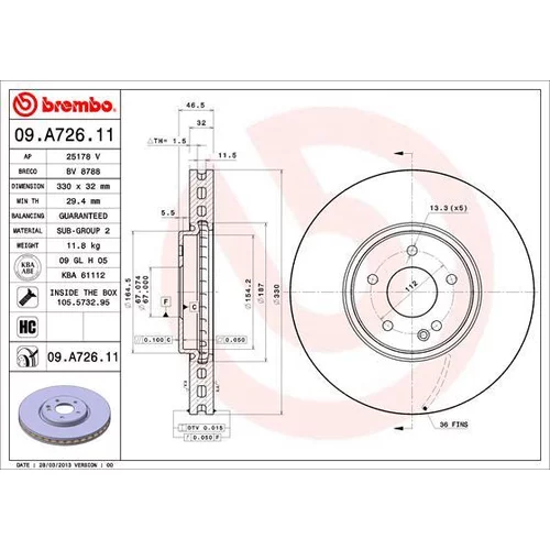 Brzdový kotúč BREMBO 09.A726.11