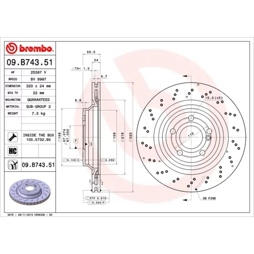 Brzdový kotúč BREMBO 09.B743.51