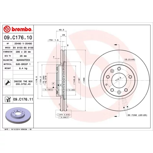 Brzdový kotúč BREMBO 09.C176.11