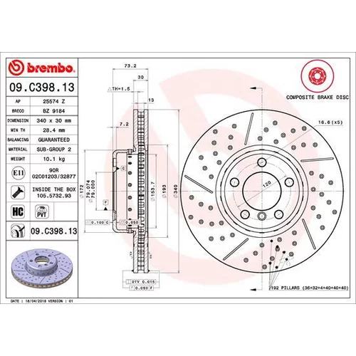 Brzdový kotúč BREMBO 09.C398.13