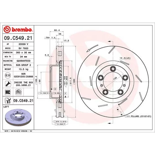 Brzdový kotúč BREMBO 09.C549.21