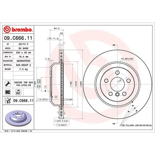 Brzdový kotúč BREMBO 09.C666.11