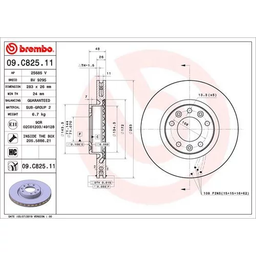 Brzdový kotúč BREMBO 09.C825.11