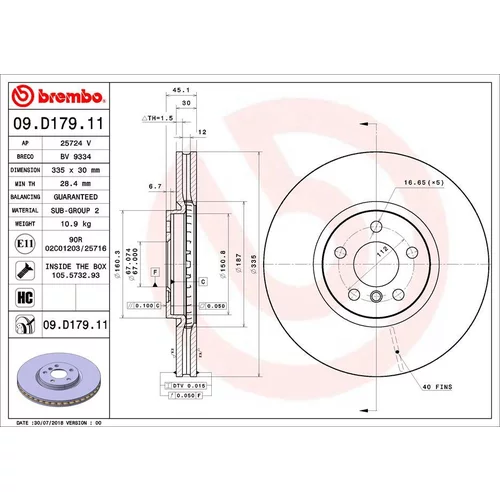 Brzdový kotúč 09.D179.11 /BREMBO/