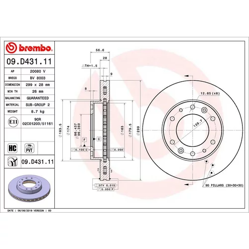 Brzdový kotúč BREMBO 09.D431.11