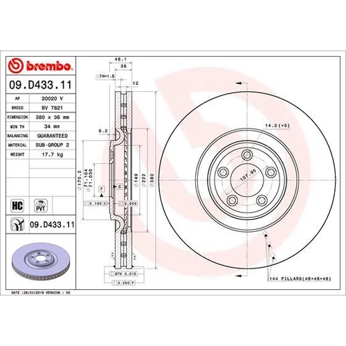 Brzdový kotúč BREMBO 09.D433.11