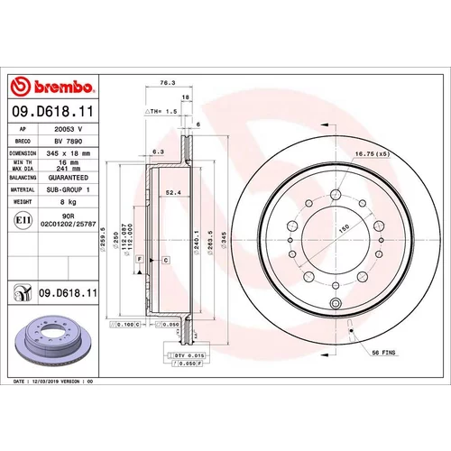 Brzdový kotúč BREMBO 09.D618.11