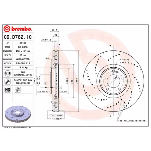 Brzdový kotúč BREMBO 09.D762.10