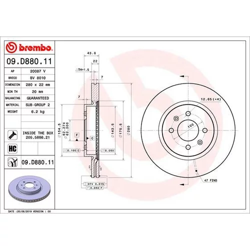 Brzdový kotúč 09.D880.11 /BREMBO/