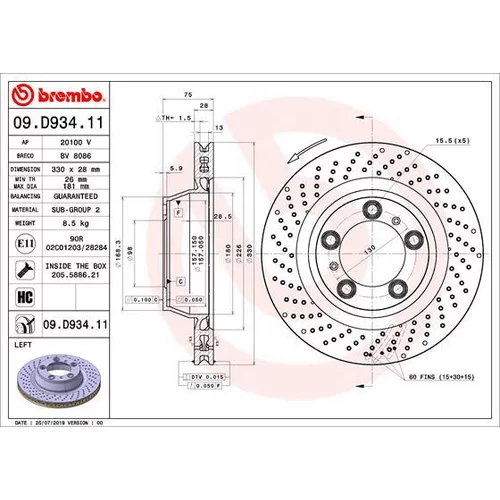 Brzdový kotúč BREMBO 09.D934.11