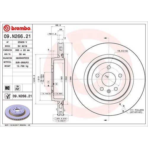 Brzdový kotúč BREMBO 09.N266.21