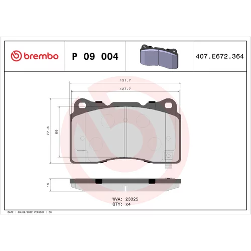 Sada brzdových platničiek kotúčovej brzdy P 09 004 /BREMBO/