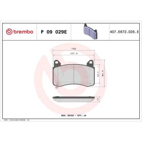 Sada brzdových platničiek kotúčovej brzdy BREMBO P 09 029E