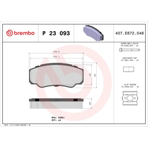 Sada brzdových platničiek kotúčovej brzdy P 23 093 /BREMBO/