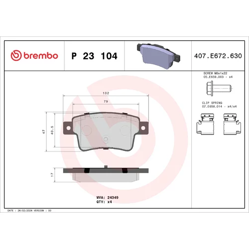 Sada brzdových platničiek kotúčovej brzdy BREMBO P 23 104