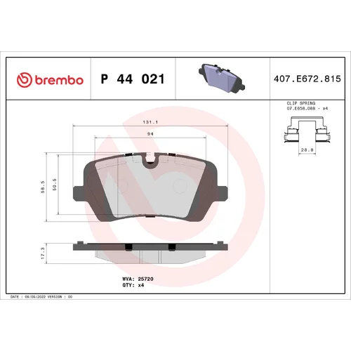 Sada brzdových platničiek kotúčovej brzdy BREMBO P 44 021