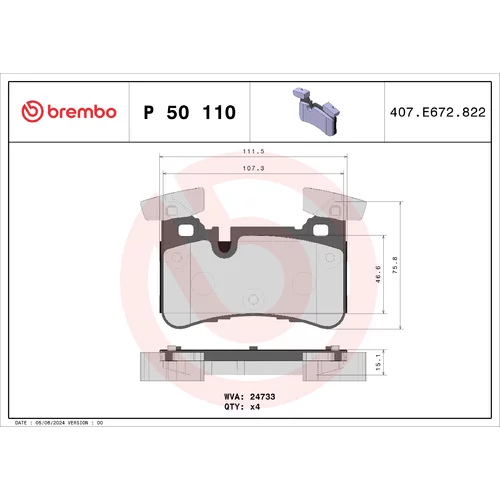 Sada brzdových platničiek kotúčovej brzdy BREMBO P 50 110