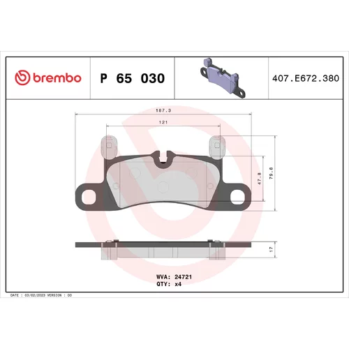 Sada brzdových platničiek kotúčovej brzdy BREMBO P 65 030