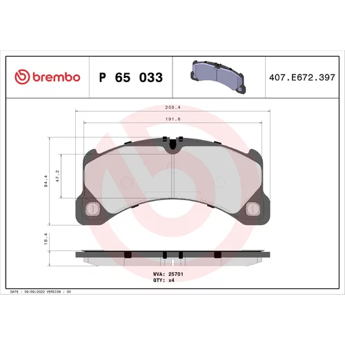 Sada brzdových platničiek kotúčovej brzdy BREMBO P 65 033