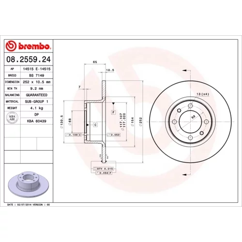 Brzdový kotúč BREMBO 08.2559.24