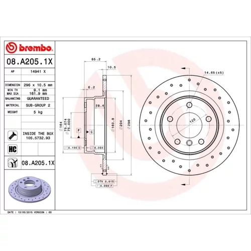 Brzdový kotúč BREMBO 08.A205.1X