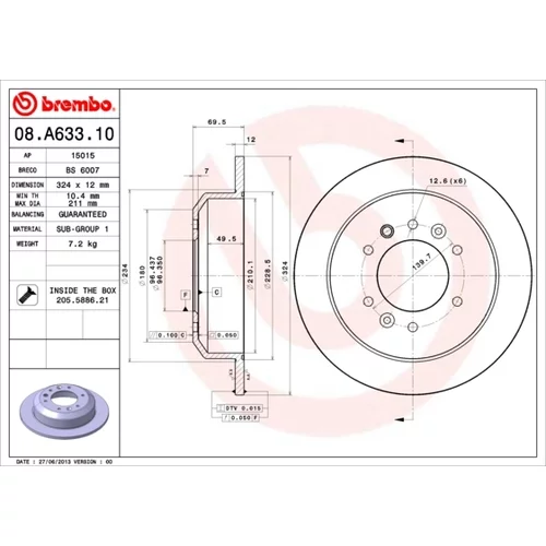 Brzdový kotúč BREMBO 08.A633.10