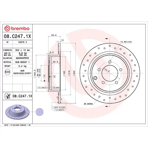 Brzdový kotúč BREMBO 08.C247.1X