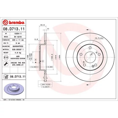 Brzdový kotúč BREMBO 08.D713.11