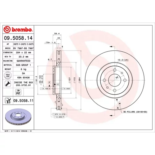 Brzdový kotúč BREMBO 09.5058.11