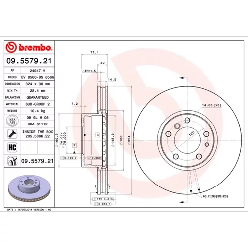 Brzdový kotúč BREMBO 09.5579.21