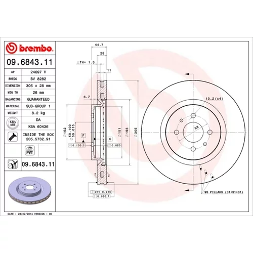 Brzdový kotúč BREMBO 09.6843.11