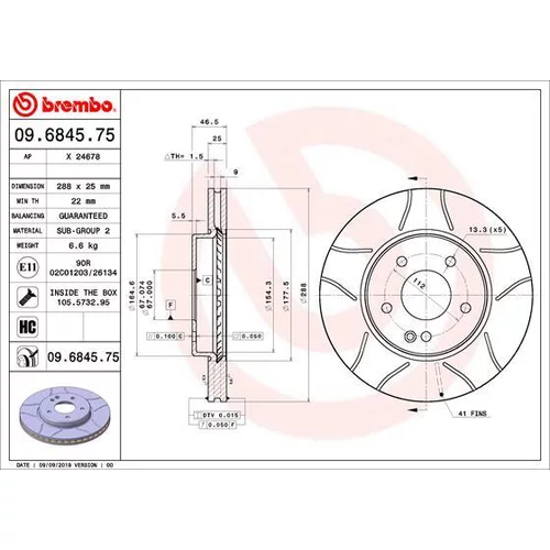 Brzdový kotúč BREMBO 09.6845.75