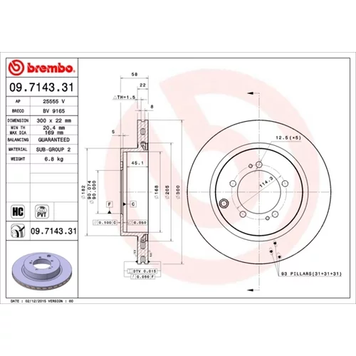 Brzdový kotúč BREMBO 09.7143.31