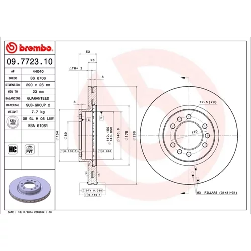 Brzdový kotúč BREMBO 09.7723.10