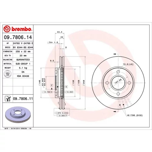 Brzdový kotúč BREMBO 09.7806.11