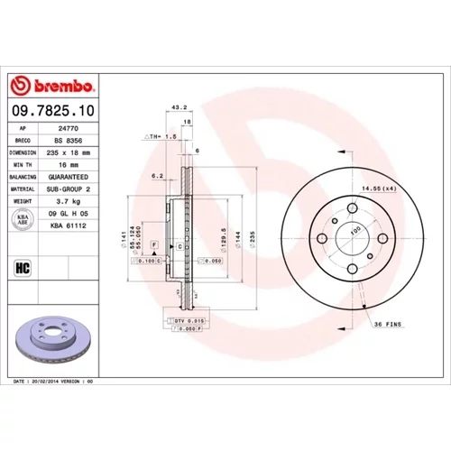 Brzdový kotúč BREMBO 09.7825.10