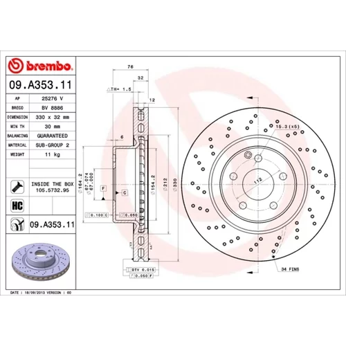 Brzdový kotúč BREMBO 09.A353.11