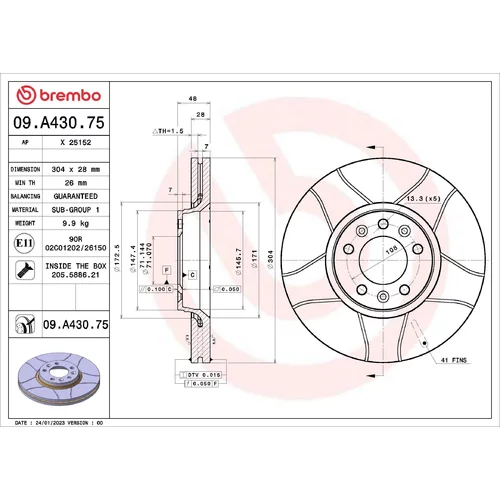 Brzdový kotúč BREMBO 09.A430.75