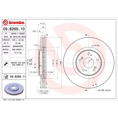 Brzdový kotúč BREMBO 09.B269.11