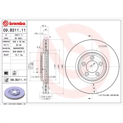 Brzdový kotúč BREMBO 09.B311.11