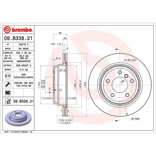 Brzdový kotúč BREMBO 09.B338.21