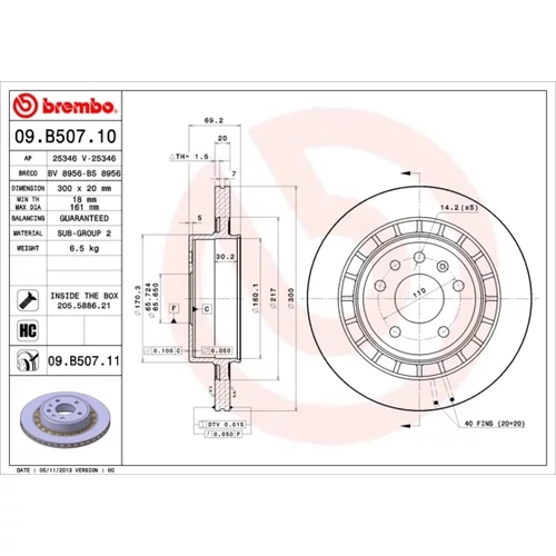 Brzdový kotúč BREMBO 09.B507.11