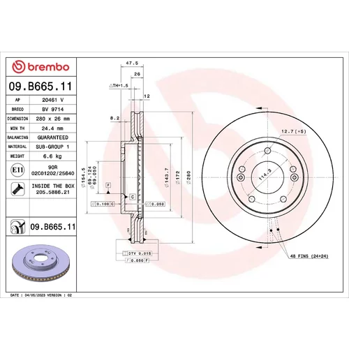 Brzdový kotúč 09.B665.11 /BREMBO/