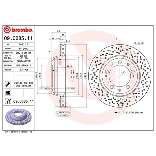 Brzdový kotúč BREMBO 09.C085.11