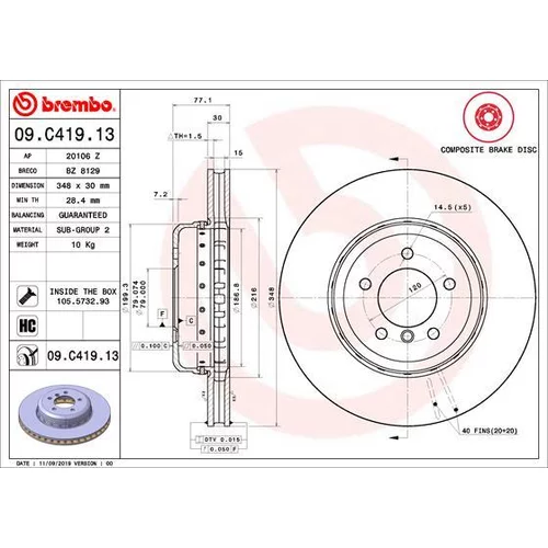 Brzdový kotúč BREMBO 09.C419.13