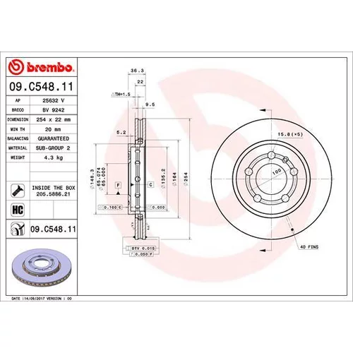 Brzdový kotúč BREMBO 09.C548.11