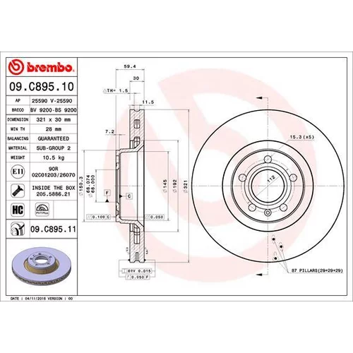 Brzdový kotúč BREMBO 09.C895.11