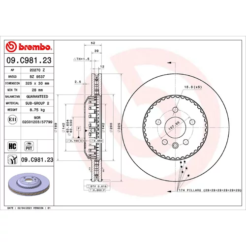 Brzdový kotúč BREMBO 09.C981.23